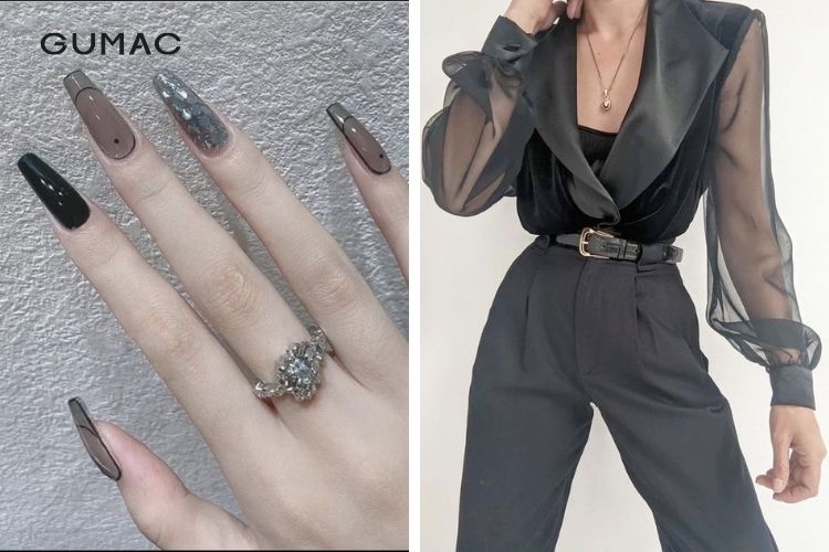 Màu sơn móng tay phù hợp với trang phục màu xám Màu sơn móng tay phù hợp với trang phục màu xám