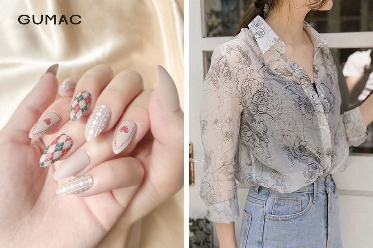 Sơn móng tay màu gì hợp với trang phục họa tiết Sơn móng tay màu gì hợp với trang phục họa tiết