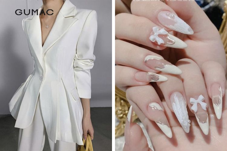 Trang phục màu trắng hợp sơn móng tay màu gì Trang phục màu trắng hợp sơn móng tay màu gì