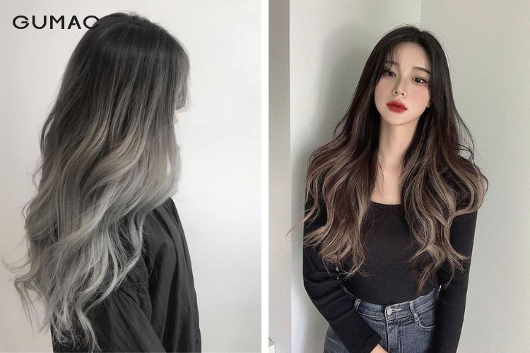 Màu tóc xám khói nhuộm ombre Màu tóc xám khói nhuộm ombre