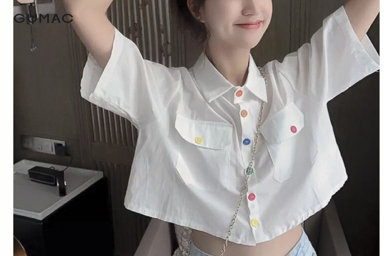 Áo sơ mi croptop form rộng ao so mi croptop form rong