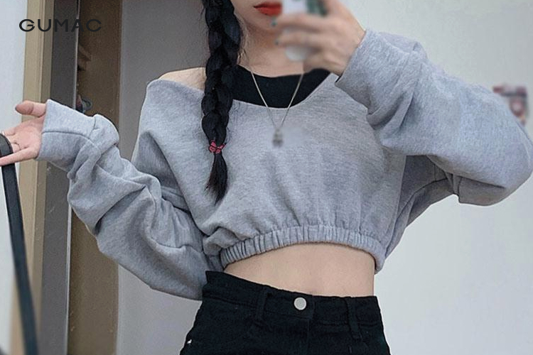Áo croptop form rộng trễ vai ao croptop form rong tre vai