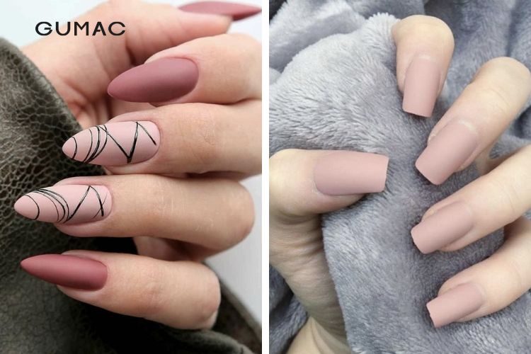 Kiểu nail sơn nhám màu hồng đất trendy Kiểu nail sơn nhám màu hồng đất trendy