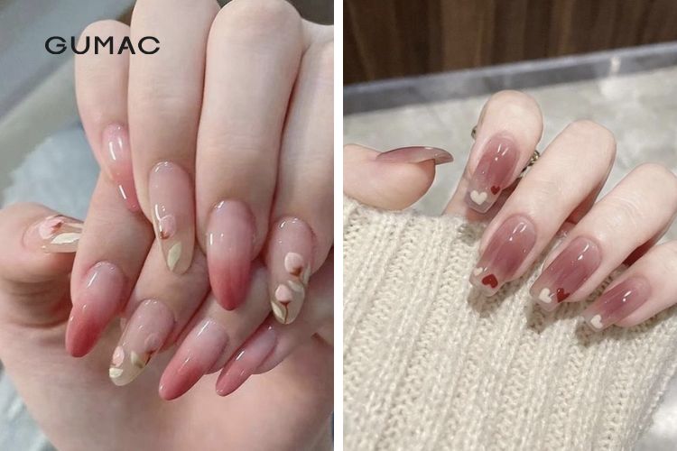 Mẫu nail hồng đất loang màu cực xinh Mẫu nail hồng đất loang màu cực xinh