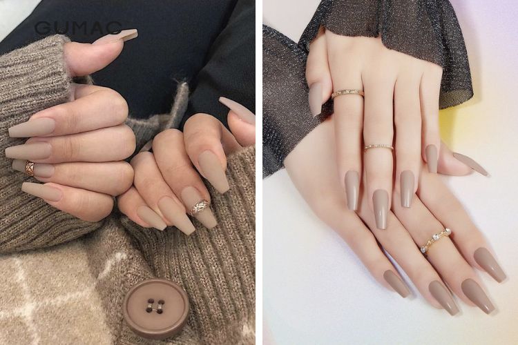 Nail màu nâu sữa sơn nhám cá tính Nail màu nâu sữa sơn nhám cá tính