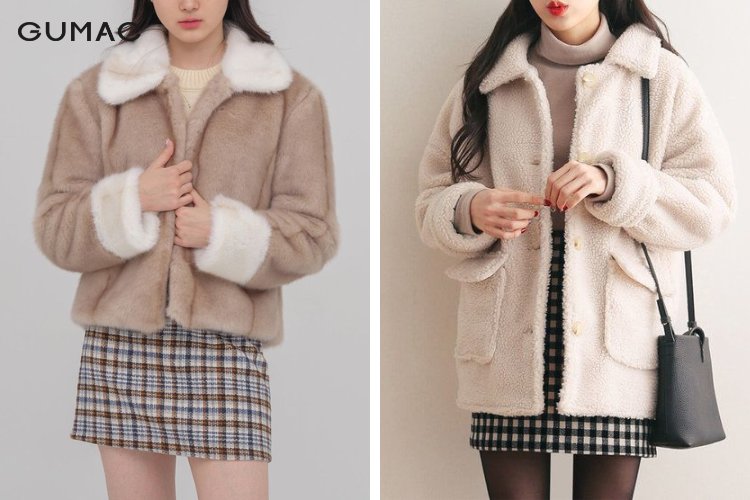 Thời trang áo khoác lông cùng váy bằng len Thời trang áo khoác lông cùng váy bằng len