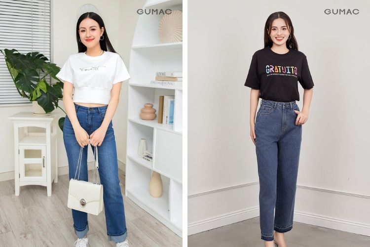 Phối áo thun với quần jeans Phối áo thun với quần jeans