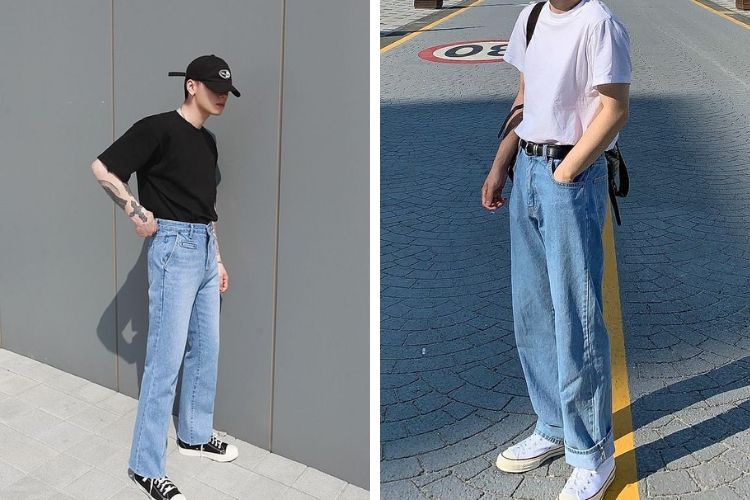 Áo thun mix với quần jeans Áo thun mix với quần jeans