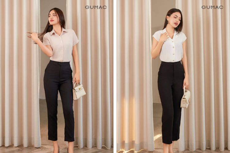 Mix quần tây và áo sơ mi Mix quần tây và áo sơ mi