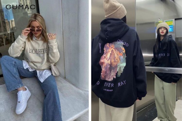 Áo hoodie phối cùng quần jean Áo hoodie phối cùng quần jean