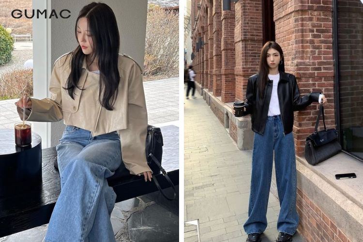 Mix áo da cùng quần jeans cho cô nàng cá tính Mix áo da cùng quần jeans cho cô nàng cá tính