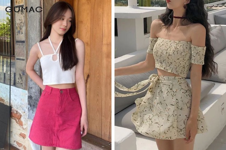 Mix chân váy cùng áo croptop tay ngắn sành điệu Mix chân váy cùng áo croptop tay ngắn sành điệu