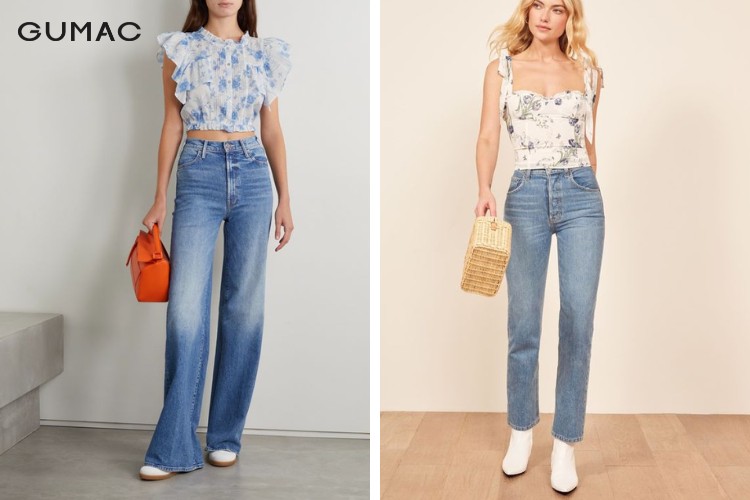 Áo croptop tay ngắn mix quần skinny jean thời thượng Áo croptop tay ngắn mix quần skinny jean thời thượng