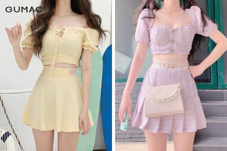 Ton sur ton set váy và áo croptop tay ngắn đẹp Ton sur ton set váy và áo croptop tay ngắn đẹp