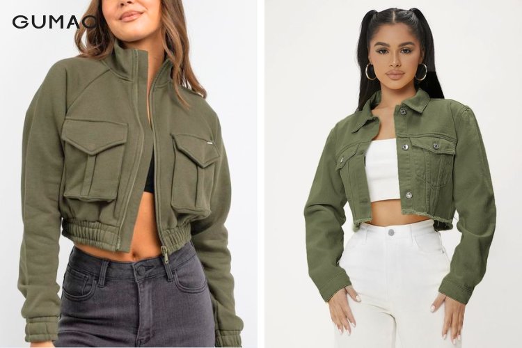 Phong cách áo khoác kaki dáng ngắn croptop Phong cách áo khoác kaki dáng ngắn croptop