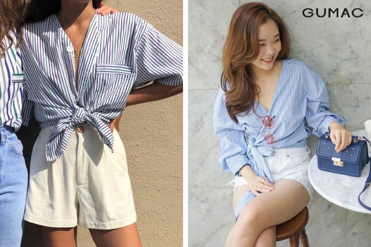 Những cách phối đồ với áo sơ mi buộc vạt cực sành điệu phối đồ với áo sơ mi buộc vạt sành điệu