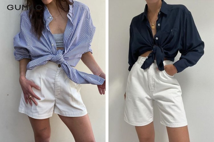 Quần short vạt áo sơ mi
