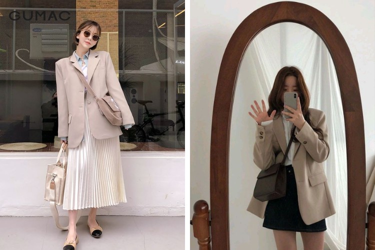 Phối đồ với áo sơ mi cổ bèo tươi tắn phối đồ với áo sơ mi cổ bèo phong cách áo blazer