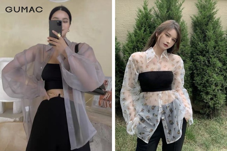 Áo croptop mặc bên trong áo sơ mi mỏng ao croptop mac ben trong ao so mi mong