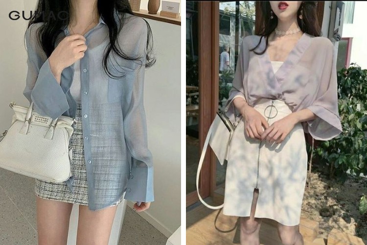 Mặc chân váy jean cùng áo sơ mi mỏng trẻ trung mac chan vay jean cung ao so mi mong tre trung
