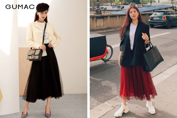 áo blazer phối đồ với chân váy tutu áo blazer phối đồ với chân váy tutu