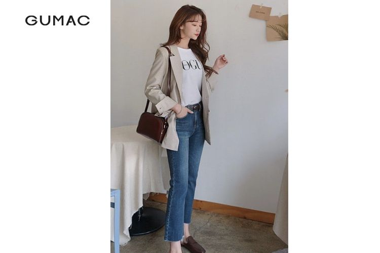 Áo Blazer cao cấp mix quần jean ống đứng Áo Blazer cao cấp mix quần jean ống đứng