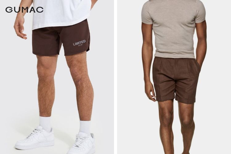 Quần short nâu với áo thun Quần short nâu với áo thun