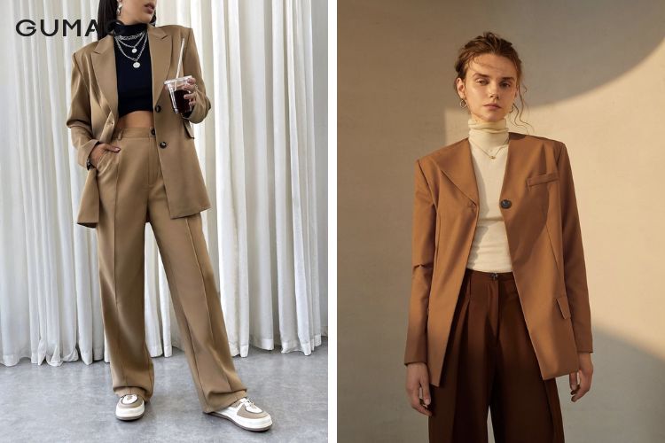 Quần tây nâu nữ và áo blazer Quần tây nâu nữ và áo blazer