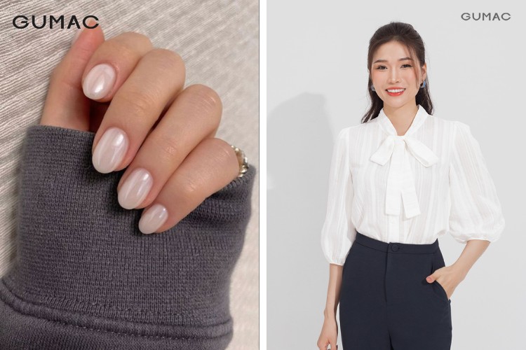Gợi ý mẫu nail trắng và trang phục mặc kèm cho mẹ bầu Gợi ý mẫu nail trắng và trang phục mặc kèm cho mẹ bầu