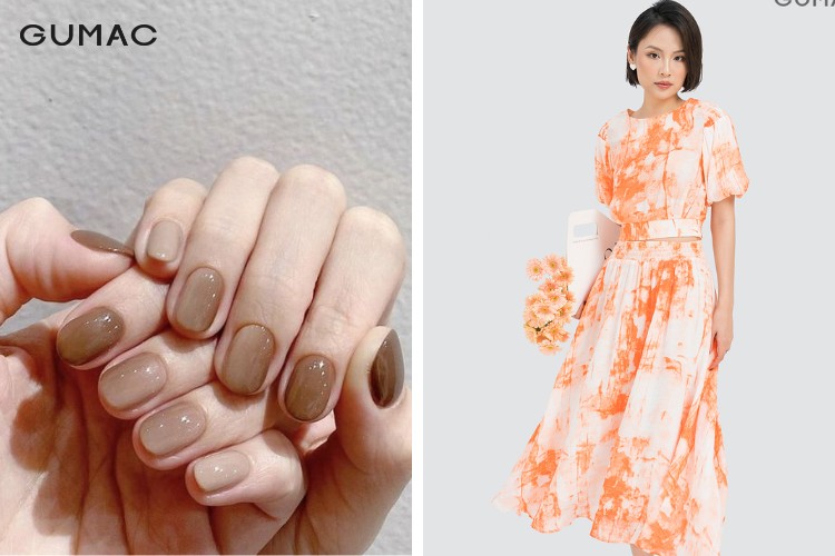 Gợi ý mẫu nail nâu và trang phục mặc kèm cho mẹ bầu Gợi ý mẫu nail nâu và trang phục mặc kèm cho mẹ bầu