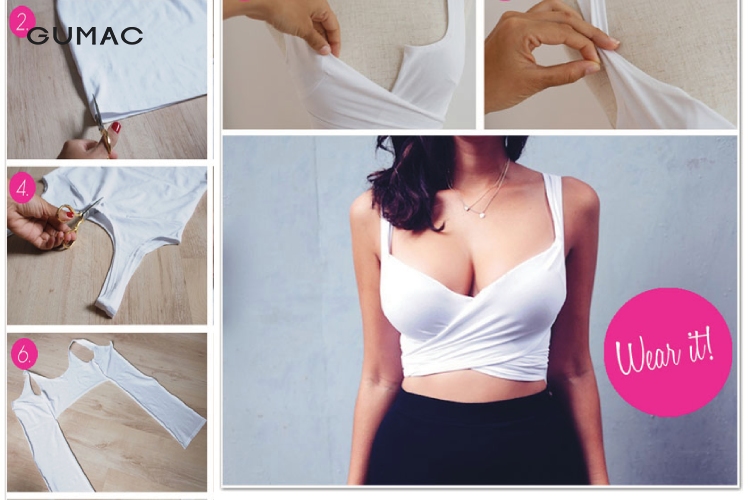 Biến tấu áo thun thành croptop cột chéo đi biển cực xinh Biến tấu áo thun thành croptop cột chéo đi biển cực xinh