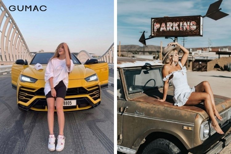 Tạo dáng trước mũi xe Tạo dáng trước mũi xe