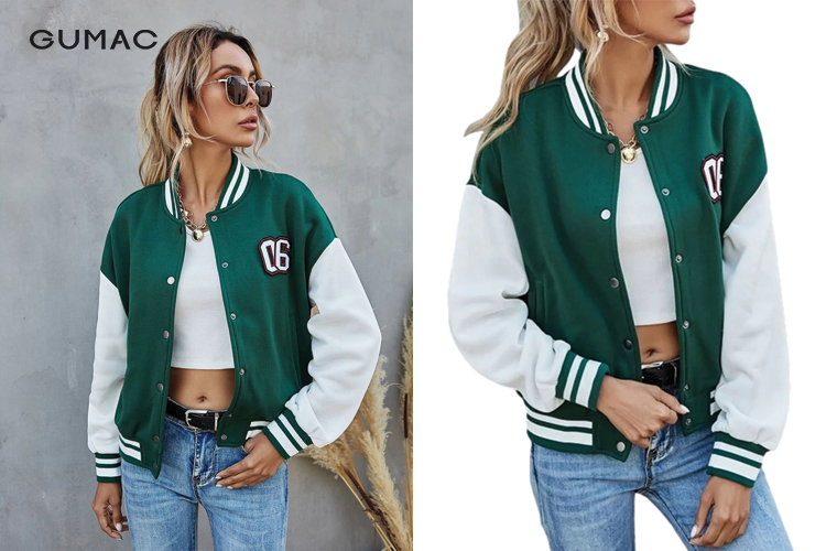 Mix áo varsity jacket với áo croptop Mix áo varsity jacket với áo croptop