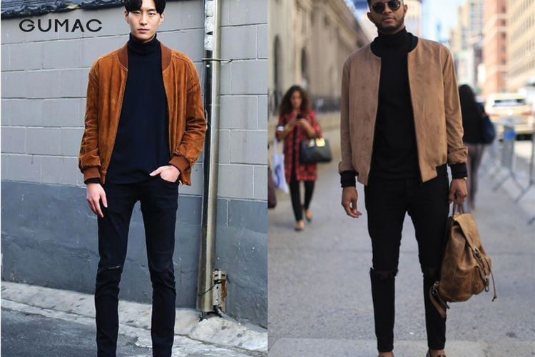 Mix quần jean cùng áo len cổ cao Mix quần jean cùng áo len cổ cao