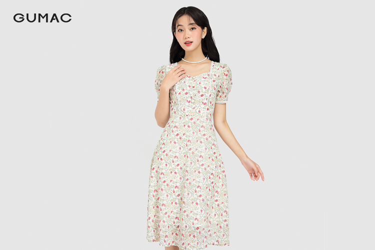 Đầm xòe hoa nhí Đầm xòe hoa nhí