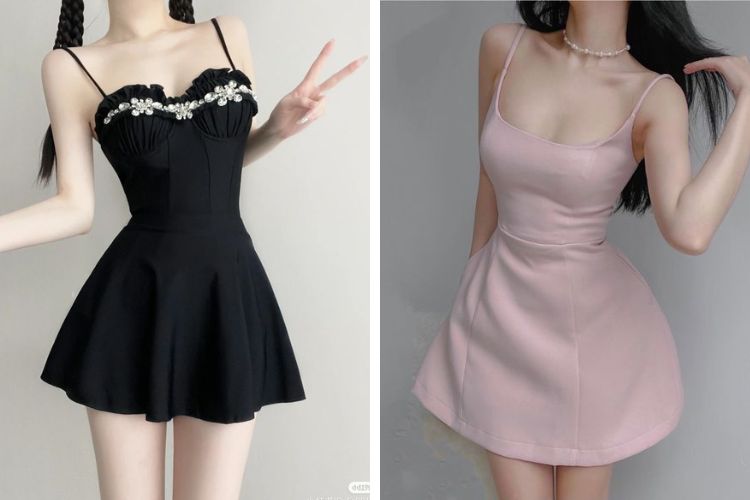 Outfit đi bar đầm 2 dây