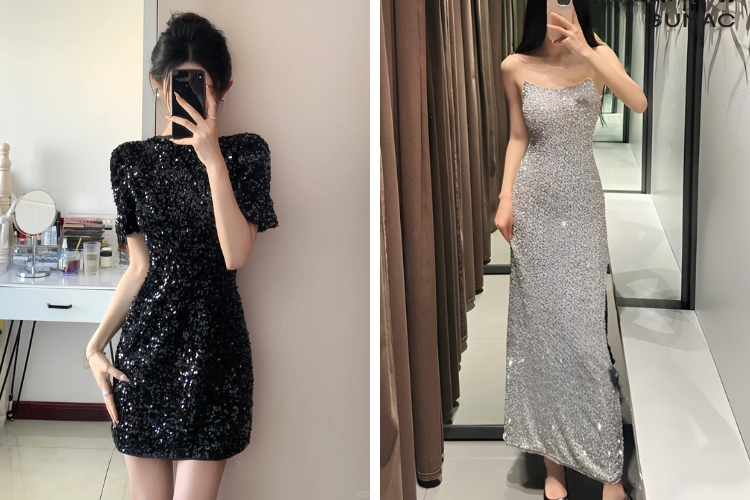Sử dụng vải Sequin làm váy su dung vai sequin lam vay