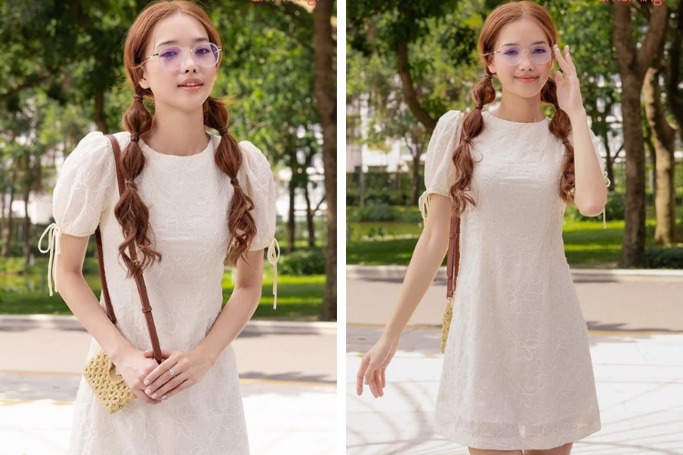 Đầm A tay phồng Đầm A tay phồng