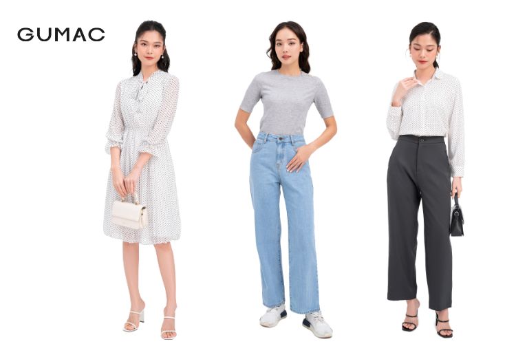 Váy đầm màu trắng, xám, ghi thanh lịch