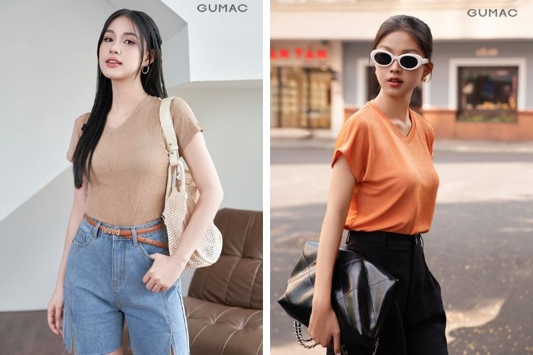 Mix áo thun cổ tim vào ngày 40 độ