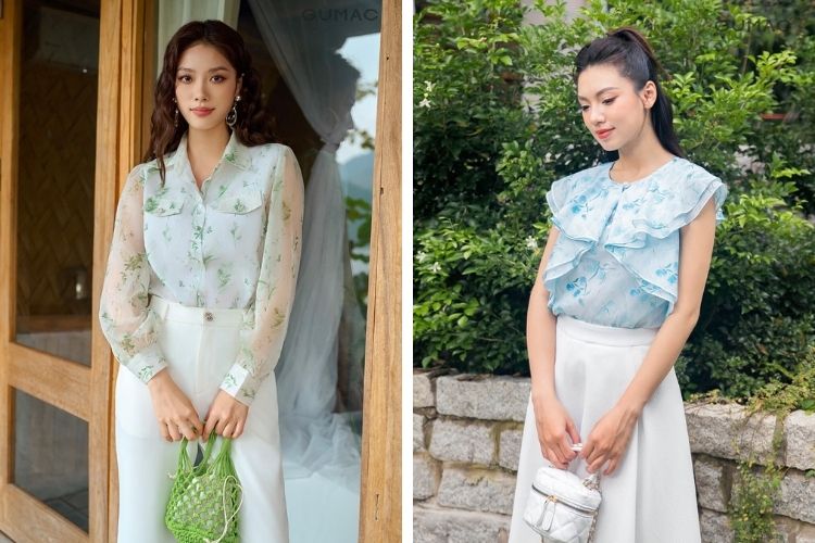 Đi làm thời tiết 40 độ với áo sơ mi voan mỏng