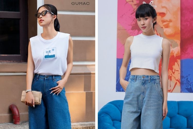 Quần ống rộng kết hợp áo tanktop