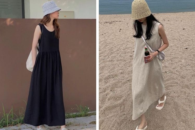 Diện đầm maxi sát nách thoải mái