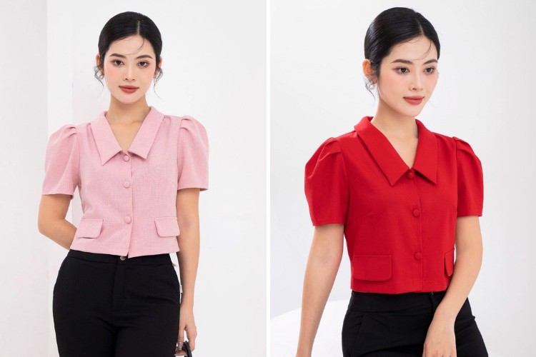 ao so mi dạ ngan co sen