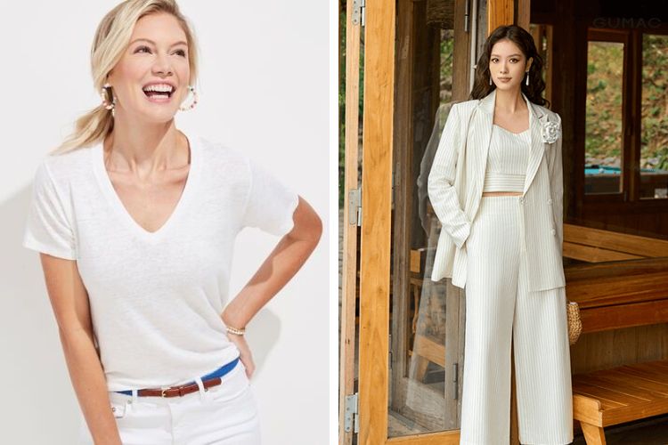 Phối áo cổ tim với quần culottes cạp cao cho nàng