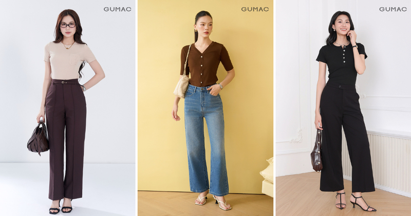 Combo áo croptop ôm sát và quần jean ống rộng phù hợp với các nàng muốn hack dáng nhanh gọn mà vẫn giữ được vẻ trẻ trung, năng động.