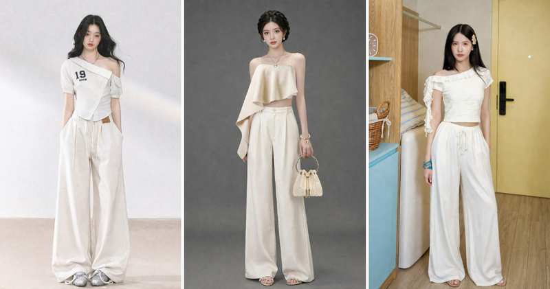 Những thiết kế áo kiểu croptop với chi tiết cách điệu sẽ giúp nàng nổi bật và thể hiện cá tính riêng khi phối cùng quần ống rộng.