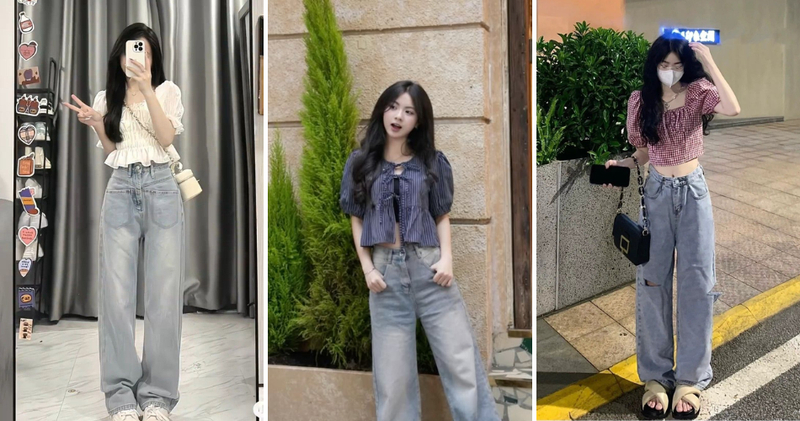 Sự kết hợp giữa croptop tay bồng và quần ống rộng mang đến vẻ ngoài nữ tính, điệu đà nhưng vẫn rất hiện đại.