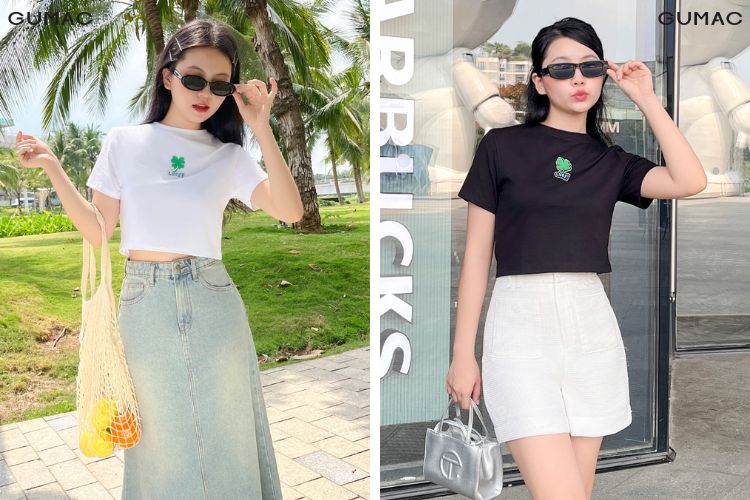 Gợi ý áo croptop với chân váy đi chơi 1/6