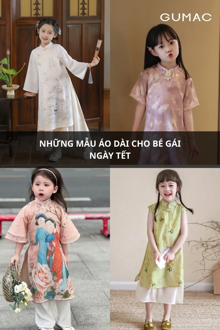 nhung mau ao dai cho be gai ngay tet